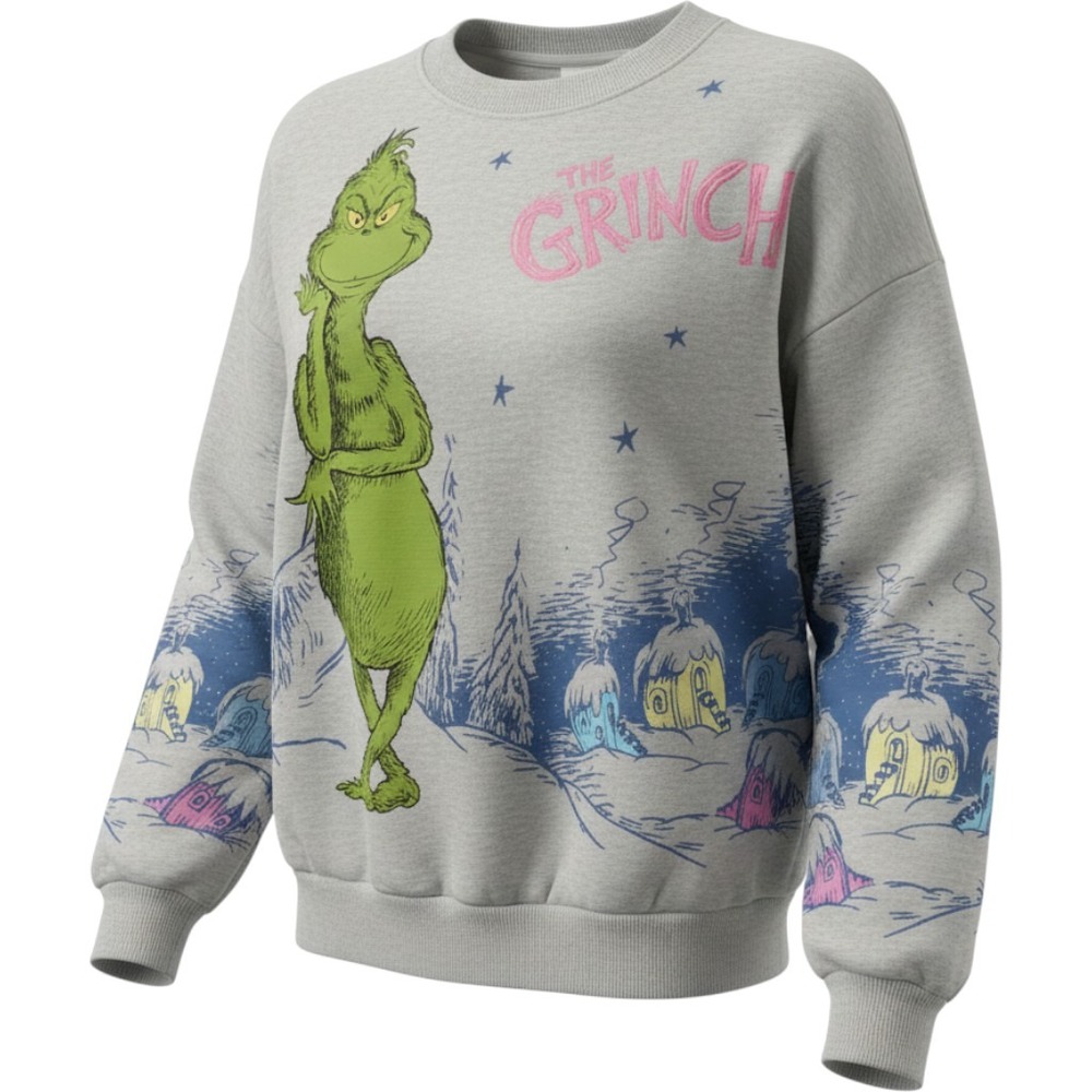 Hybrid Apparel Dr Seuss The Grinch Whoville Sweatshirt Gray XL 6352